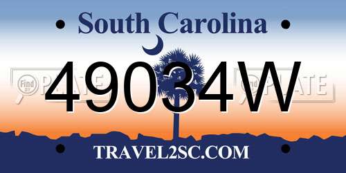 49034W South Carolina License Plate