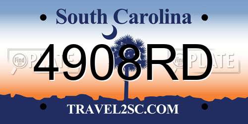 4908RD South Carolina License Plate