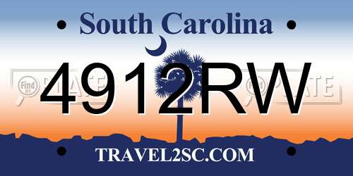 4912RW South Carolina License Plate