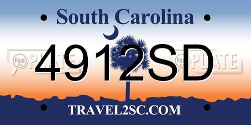 4912SD South Carolina License Plate
