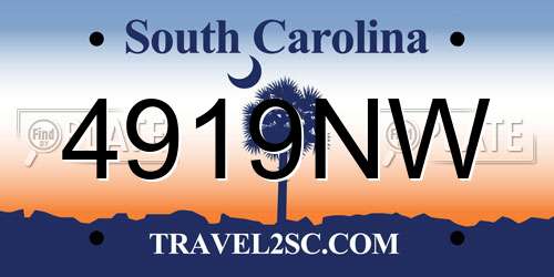 4919NW South Carolina License Plate