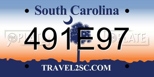 491E97 South Carolina License Plate