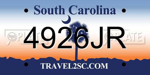 4926JR South Carolina License Plate