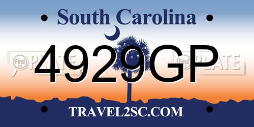 4929GP South Carolina License Plate