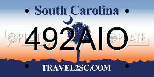 492AIO South Carolina License Plate