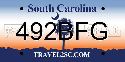 492BFG South Carolina License Plate