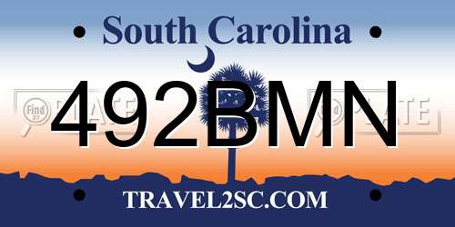 492BMN South Carolina License Plate