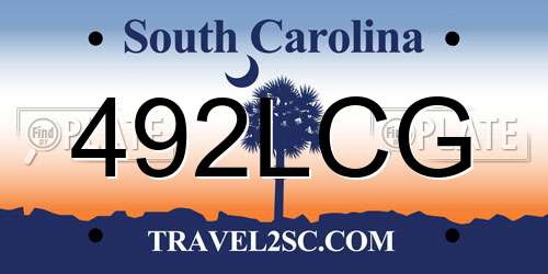 492LCG South Carolina License Plate