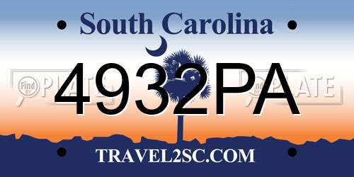 4932PA South Carolina License Plate
