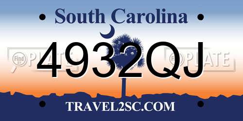 4932QJ South Carolina License Plate