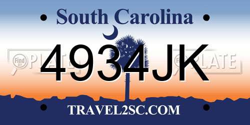 4934JK South Carolina License Plate