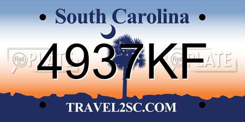 4937KF South Carolina License Plate