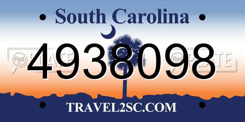 4938098 South Carolina License Plate