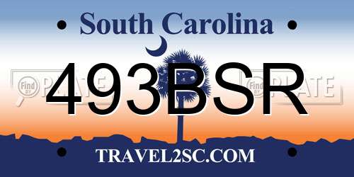 493BSR South Carolina License Plate