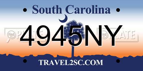 4945NY South Carolina License Plate