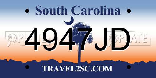 4947JD South Carolina License Plate