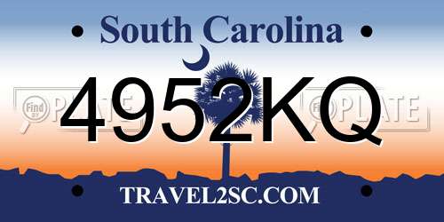 4952KQ South Carolina License Plate