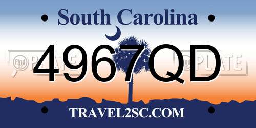 4967QD South Carolina License Plate