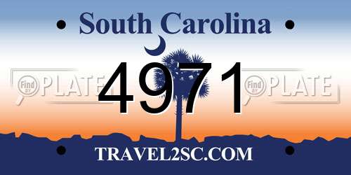 4971 South Carolina License Plate