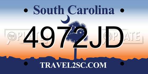 4972JD South Carolina License Plate