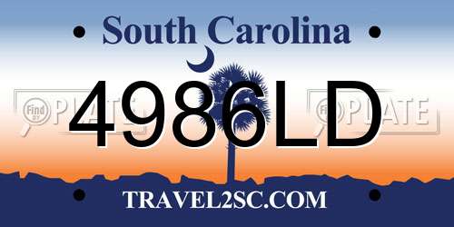 4986LD South Carolina License Plate