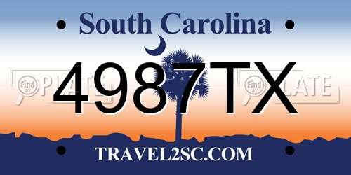 4987TX South Carolina License Plate