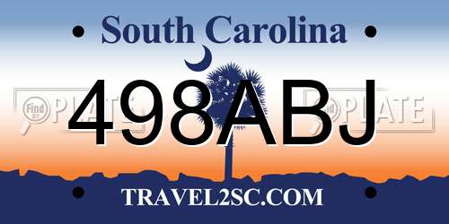 498ABJ South Carolina License Plate