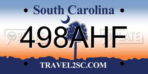 498AHF South Carolina License Plate