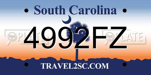 4992FZ South Carolina License Plate