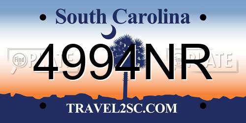4994NR South Carolina License Plate