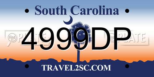 4999DP South Carolina License Plate