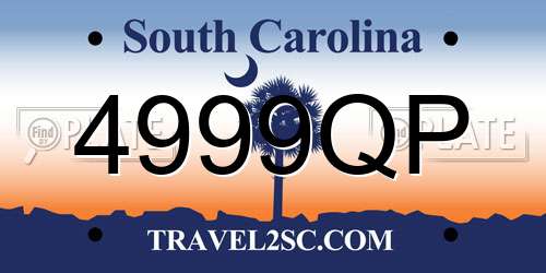 4999QP South Carolina License Plate