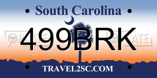 499BRK South Carolina License Plate