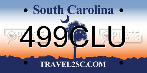 499CLU South Carolina License Plate