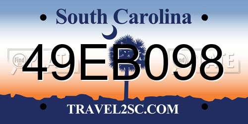 49EB098 South Carolina License Plate