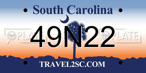 49N22 South Carolina License Plate