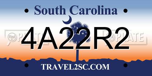 4A22R2 South Carolina License Plate