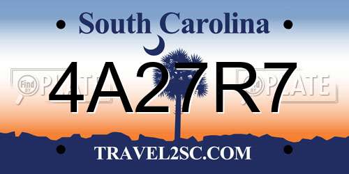 4A27R7 South Carolina License Plate