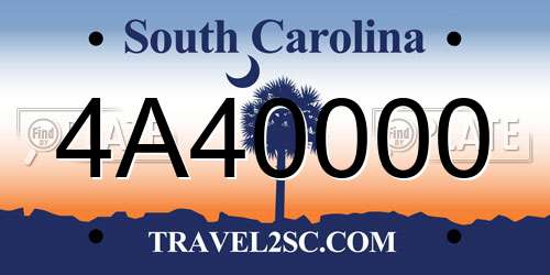 4A40000 South Carolina License Plate