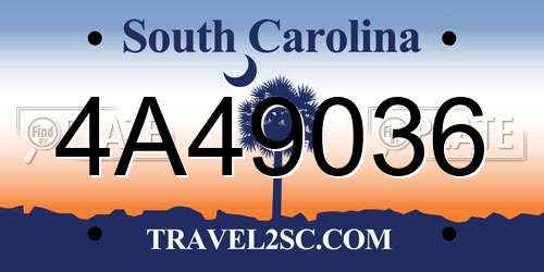 4A49036 South Carolina License Plate