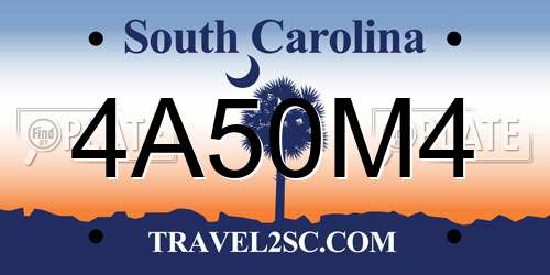 4A50M4 South Carolina License Plate