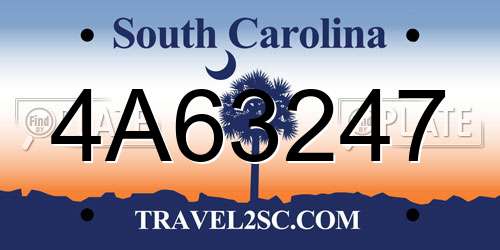 4A63247 South Carolina License Plate