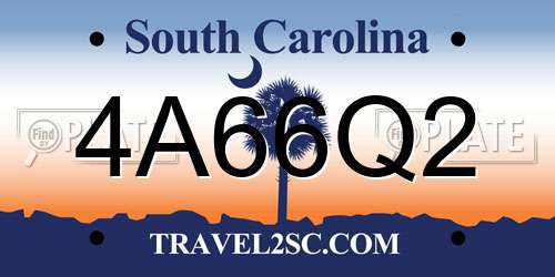 4A66Q2 South Carolina License Plate