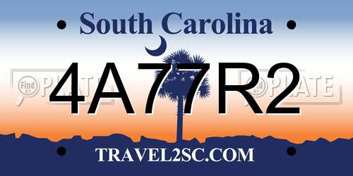4A77R2 South Carolina License Plate