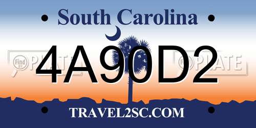 4A90D2 South Carolina License Plate
