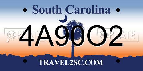 4A90O2 South Carolina License Plate