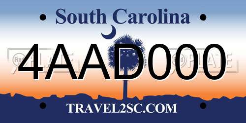 4AAD000 South Carolina License Plate