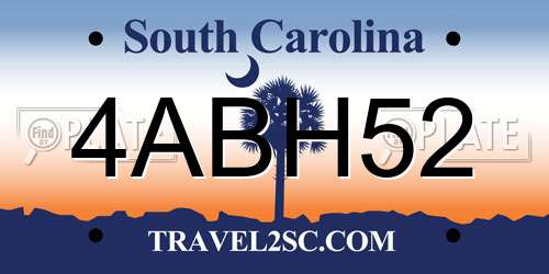 4ABH52 South Carolina License Plate