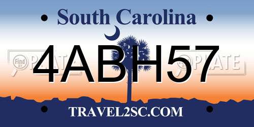 4ABH57 South Carolina License Plate
