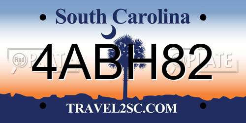 4ABH82 South Carolina License Plate